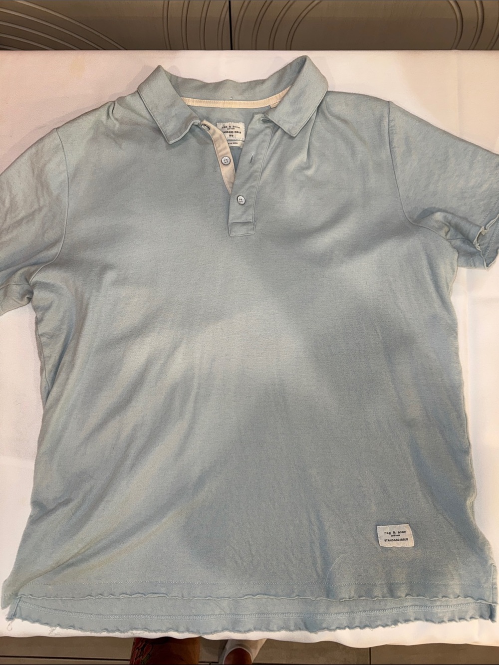 rag & bone Pale Blue Men's Polo Shirt